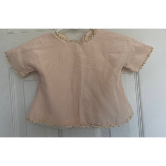 Vtg Pink Baby Jacket Julius Berger & Co. 1950's White Lace Edging Pink Ties - Picture 9 of 10